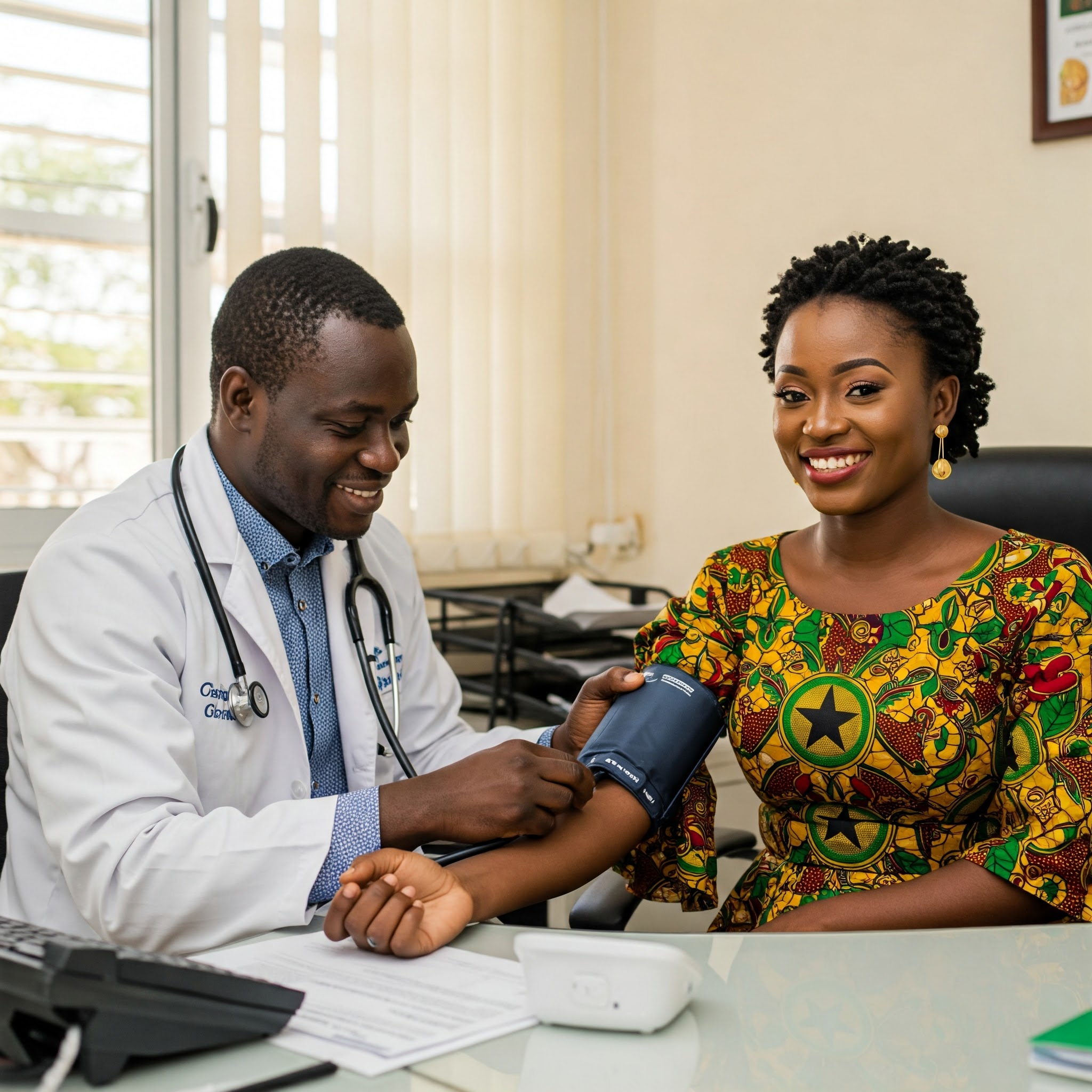 Healthcare professional conducting a health screening